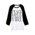 thumbnail image 1 of Thread Tank Peace Love And Rock n Roll Unisex 3/4 Sleeves Baseball Raglan White Black Small, 1 of 3