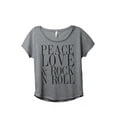 thumbnail image 1 of Thread Tank Peace Love And Rock n Roll Women's Relaxed Slouchy Dolman T-Shirt Tee Heather Grey Small, 1 of 4