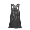 thumbnail image 1 of Thread Tank Peace Love And Rock n Roll Women's Sleeveless Flowy Racerback Tank Top Charcoal Small, 1 of 5