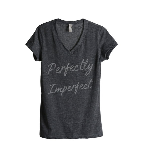 Thread Tank Perfectly Imperfect Women's Relaxed V-Neck T-Shirt Tee Charcoal Small