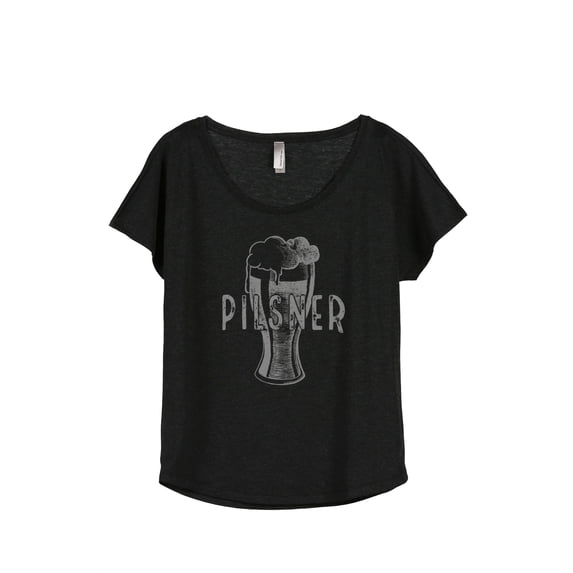 Thread Tank Pilsner Glass Sketch Women's Relaxed Slouchy Dolman T-Shirt Tee Heather Black Medium
