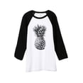thumbnail image 1 of Thread Tank Pineapple Sketch Unisex 3/4 Sleeves Baseball Raglan White Black Small, 1 of 4