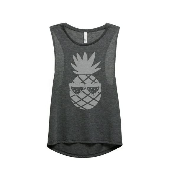 Thread Tank Pineapple Watermelon Sunglasses Women's Sleeveless Muscle Tank Top Charcoal X-Large
