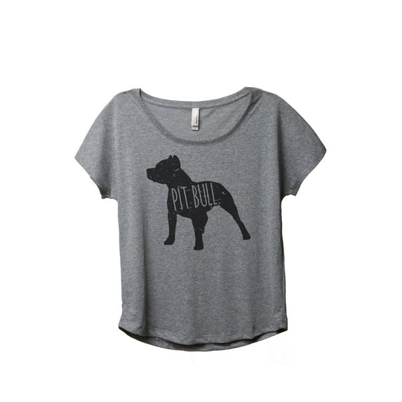 Thread Tank Pit Bull Dog Silhouette Women's Relaxed Slouchy Dolman T-Shirt Tee Heather Grey 3X-Large