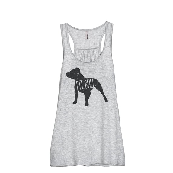 Thread Tank Pit Bull Dog Silhouette Women's Sleeveless Flowy Racerback Tank Top Sport Grey X-Large