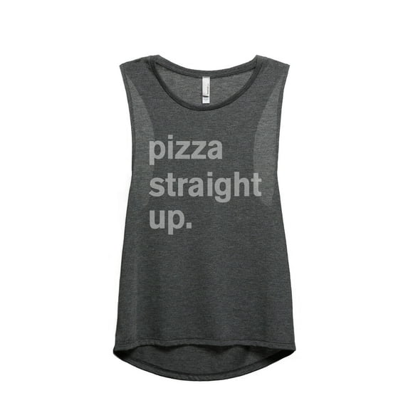 Thread Tank Pizza Straight Up Women's Sleeveless Muscle Tank Top Charcoal Medium