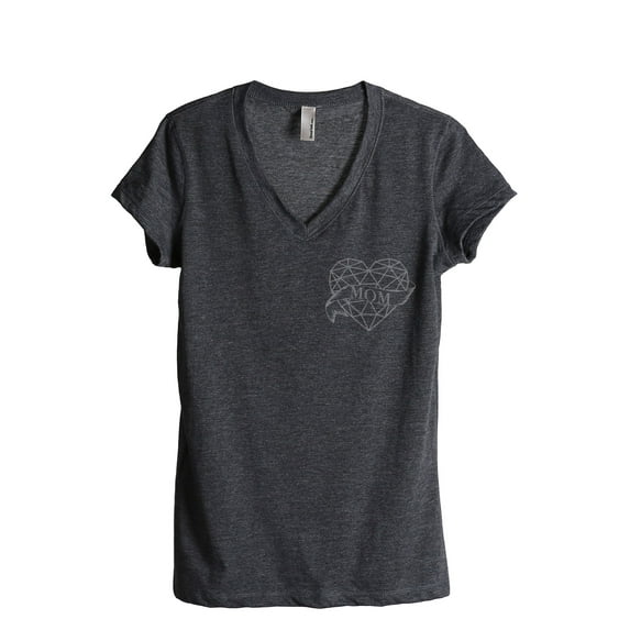 Thread Tank Polygon Tattoo Heart Mom Women's Relaxed V-Neck T-Shirt Tee Charcoal X-Large