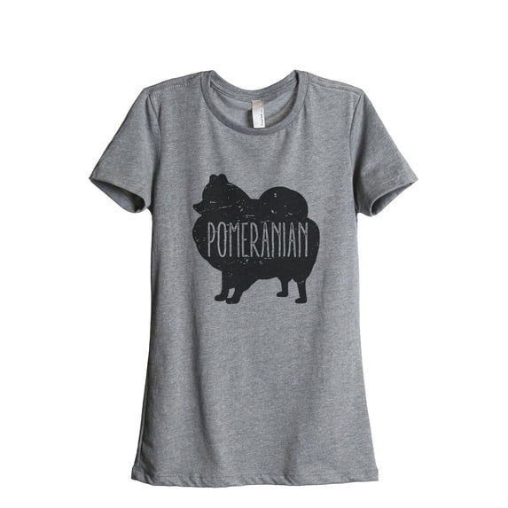 Thread Tank Pomeranian Dog Silhouette Women's Relaxed Crewneck T-Shirt Tee Heather Grey Small
