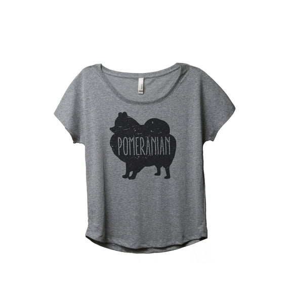 Thread Tank Pomeranian Dog Silhouette Women's Relaxed Slouchy Dolman T-Shirt Tee Heather Grey Small
