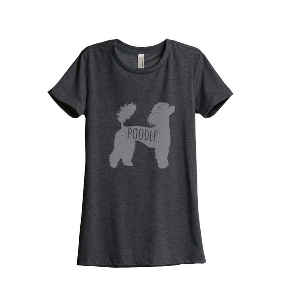 Thread Tank Poodle Dog Silhouette Women's Relaxed Crewneck T-Shirt Tee Charcoal Large