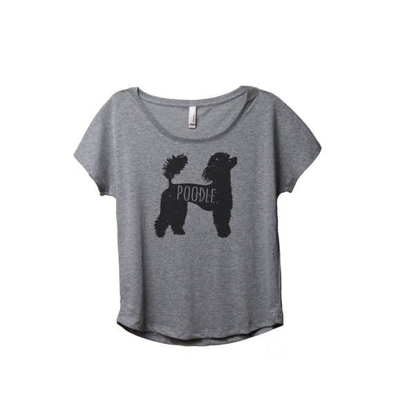 Thread Tank Poodle Dog Silhouette Women's Relaxed Slouchy Dolman T-Shirt Tee Heather Grey 2X-Large