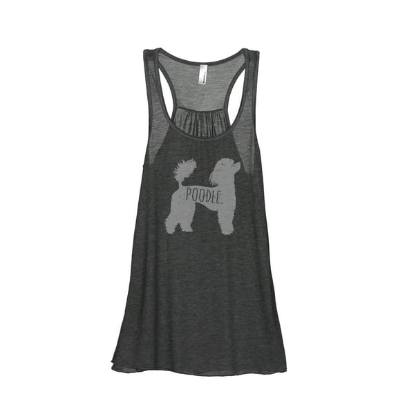 Thread Tank Poodle Dog Silhouette Women's Sleeveless Flowy Racerback Tank Top Charcoal Small