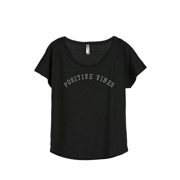 Thread Tank Positive Vibes Women's Relaxed Slouchy Dolman T-Shirt Tee Heather Black 3X-Large