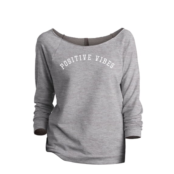 Thread Tank Positive Vibes Women's Slouchy 3/4 Sleeves Raglan Sweatshirt Sport Grey Small