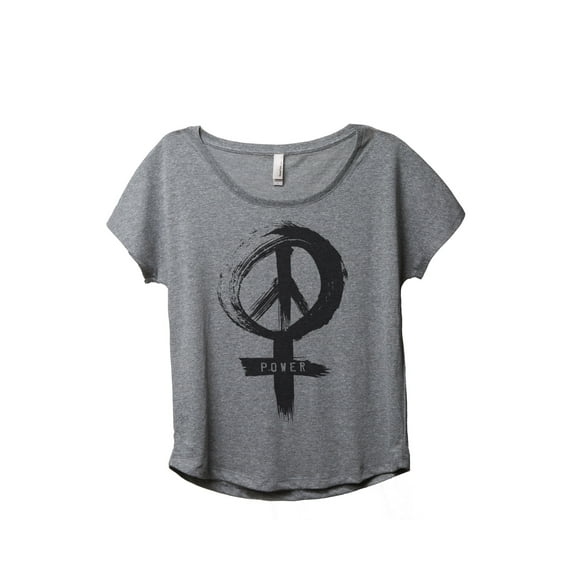 Thread Tank Power Sign Women's Relaxed Slouchy Dolman T-Shirt Tee Heather Grey Small