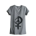 thumbnail image 1 of Thread Tank Power Sign Women's Relaxed V-Neck T-Shirt Tee Heather Grey Medium, 1 of 4