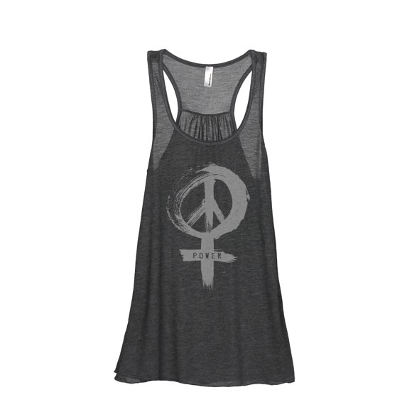 Thread Tank Power Sign Women's Sleeveless Flowy Racerback Tank Top Charcoal Medium
