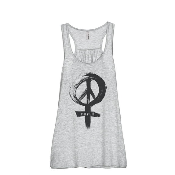 Thread Tank Power Sign Women's Sleeveless Flowy Racerback Tank Top Sport Grey X-Large