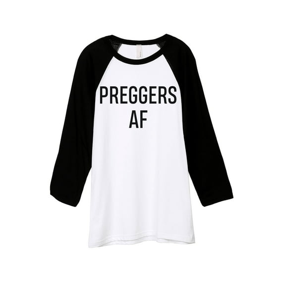 Thread Tank Preggers AF Unisex 3/4 Sleeves Baseball Raglan White Black X-Small
