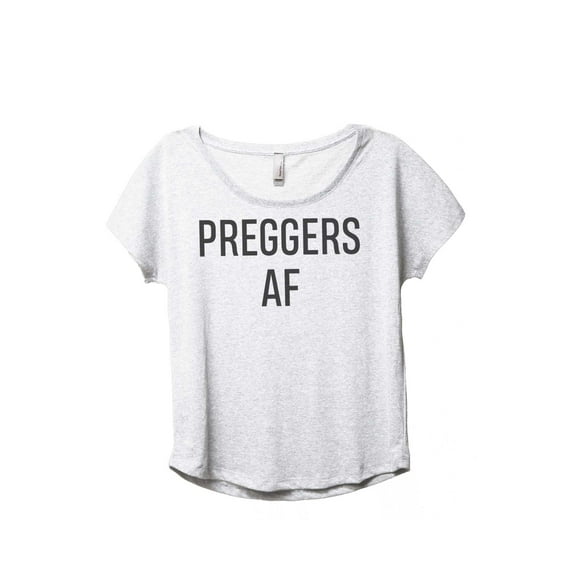 Thread Tank Preggers AF Women's Fashion Relaxed Slouchy Dolman T-Shirt Tee Heather White 3X-Large