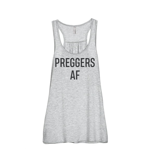Thread Tank Preggers AF Women's Fashion Sleeveless Flowy Racerback Tank Top Sport Grey Medium