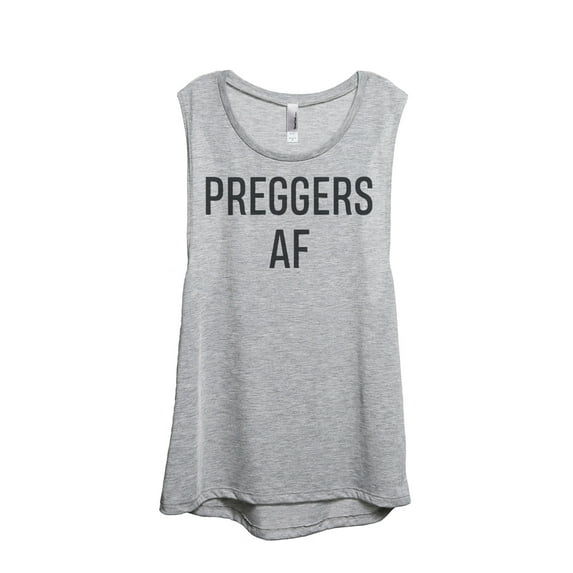 Thread Tank Preggers AF Women's Fashion Sleeveless Muscle Tank Top Sport Grey Large