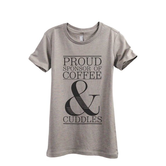 Thread Tank Proud Sponsor Of Coffee And Cuddles Women's Fashion Relaxed Crewneck T-Shirt Tee Heather Tan Large