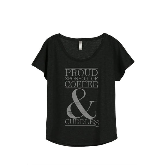Thread Tank Proud Sponsor Of Coffee And Cuddles Women's Fashion Relaxed Slouchy Dolman T-Shirt Tee Heather Black Small