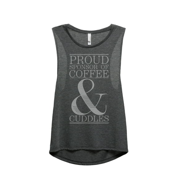 Thread Tank Proud Sponsor Of Coffee And Cuddles Women's Fashion Sleeveless Muscle Tank Top Charcoal Large