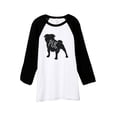 thumbnail image 1 of Thread Tank Pug Dog Silhouette Unisex 3/4 Sleeves Baseball Raglan White Black Medium, 1 of 4