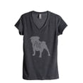 thumbnail image 1 of Thread Tank Pug Dog Silhouette Women's Relaxed V-Neck T-Shirt Tee Charcoal Small, 1 of 4