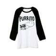 thumbnail image 1 of Thread Tank Purrito Cat Unisex 3/4 Sleeves Baseball Raglan White Black Small, 1 of 4