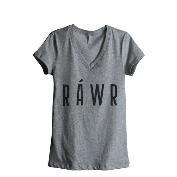Thread Tank RAWR Women's Relaxed V-Neck T-Shirt Tee Heather Grey Large