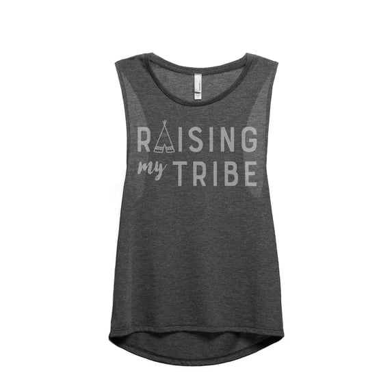 Thread Tank Raising My Tribe Women's Sleeveless Muscle Tank Top Charcoal X-Large