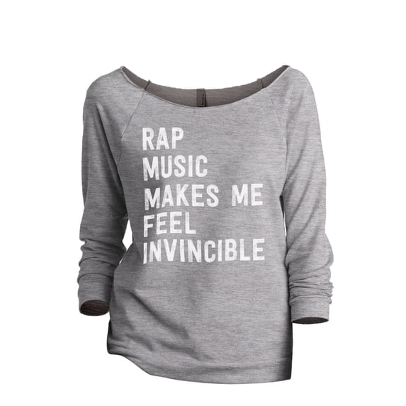 Thread Tank Rap Music Invincible Women's Slouchy 3/4 Sleeves Raglan Sweatshirt Sport Grey 2X-Large