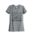 thumbnail image 1 of Thread Tank Real Heroes Teach Women's Relaxed Crewneck T-Shirt Tee Heather Grey Large, 1 of 4