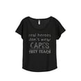 thumbnail image 1 of Thread Tank Real Heroes Teach Women's Relaxed Slouchy Dolman T-Shirt Tee Heather Black X-Large, 1 of 4