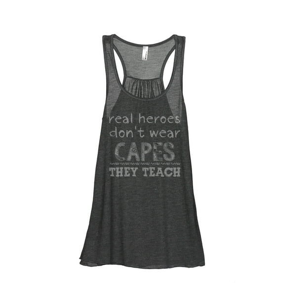 Thread Tank Real Heroes Teach Women's Sleeveless Flowy Racerback Tank Top Charcoal Small