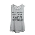 thumbnail image 1 of Thread Tank Real Heroes Teach Women's Sleeveless Muscle Tank Top Sport Grey Small, 1 of 4