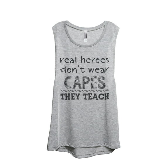Thread Tank Real Heroes Teach Women's Sleeveless Muscle Tank Top Sport Grey X-Large
