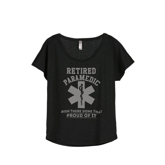 Thread Tank Retired Paramedic Women's Relaxed Slouchy Dolman T-Shirt Tee Heather Black 3X-Large