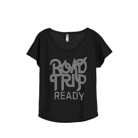 Thread Tank Road Trip Ready Women's Relaxed Slouchy Dolman T-Shirt Tee Heather Black Medium