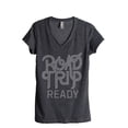 thumbnail image 1 of Thread Tank Road Trip Ready Women's Relaxed V-Neck T-Shirt Tee Charcoal Large, 1 of 4