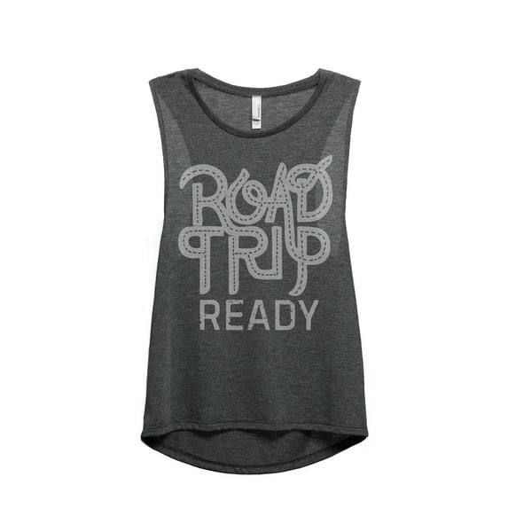 Thread Tank Road Trip Ready Women's Sleeveless Muscle Tank Top Charcoal Large