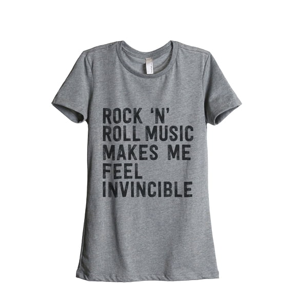 Thread Tank Rock N Roll Music Women's Relaxed Crewneck T-Shirt Tee Heather Grey Small