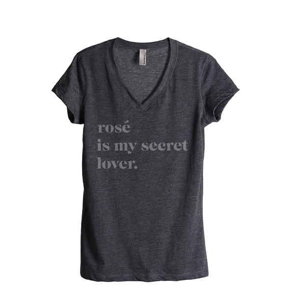 Thread Tank Rose Is My Secret Lover Women's Relaxed V-Neck T-Shirt Tee Charcoal X-Large