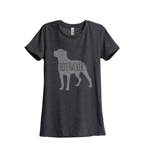 Thread Tank Rottweiler Dog Silhouette Women's Relaxed Crewneck T-Shirt Tee Charcoal Large