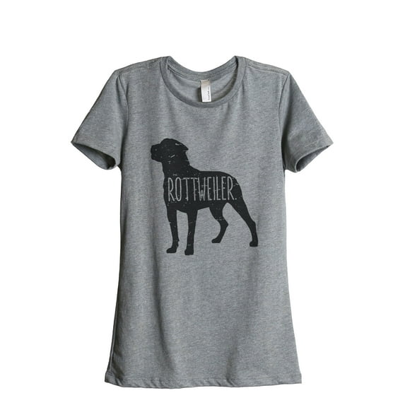 Thread Tank Rottweiler Dog Silhouette Women's Relaxed Crewneck T-Shirt Tee Heather Grey Medium