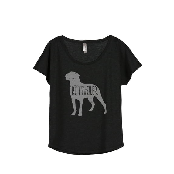 Thread Tank Rottweiler Dog Silhouette Women's Relaxed Slouchy Dolman T-Shirt Tee Heather Black Large
