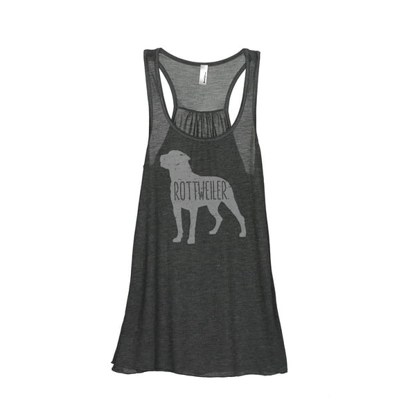 Thread Tank Rottweiler Dog Silhouette Women's Sleeveless Flowy Racerback Tank Top Charcoal Small
